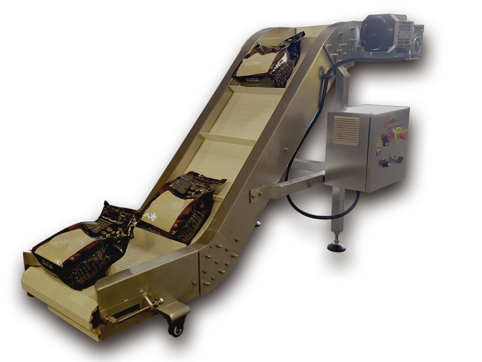 conveyor, transporteur, transportbaan, transportband, zakkentransport, doypack